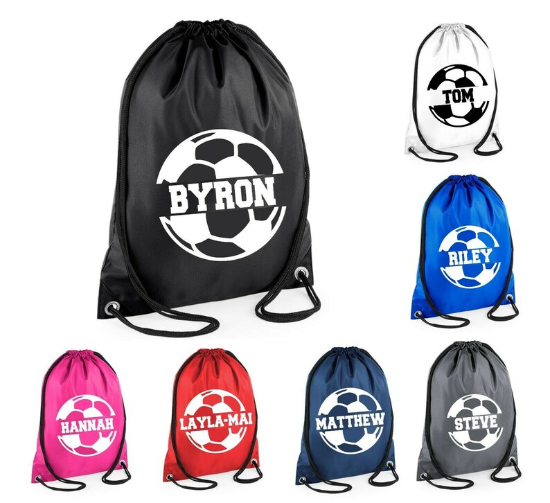 Kids Personalised Name Drawstring Football Bag SPLIT Design Etsy