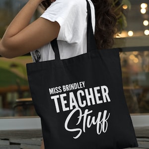 Personalised Name Teacher Stuff Lightweight Cotton Tote Bag Personalized Teacher Gift Teaching Assistant Custom Gift For Teacher