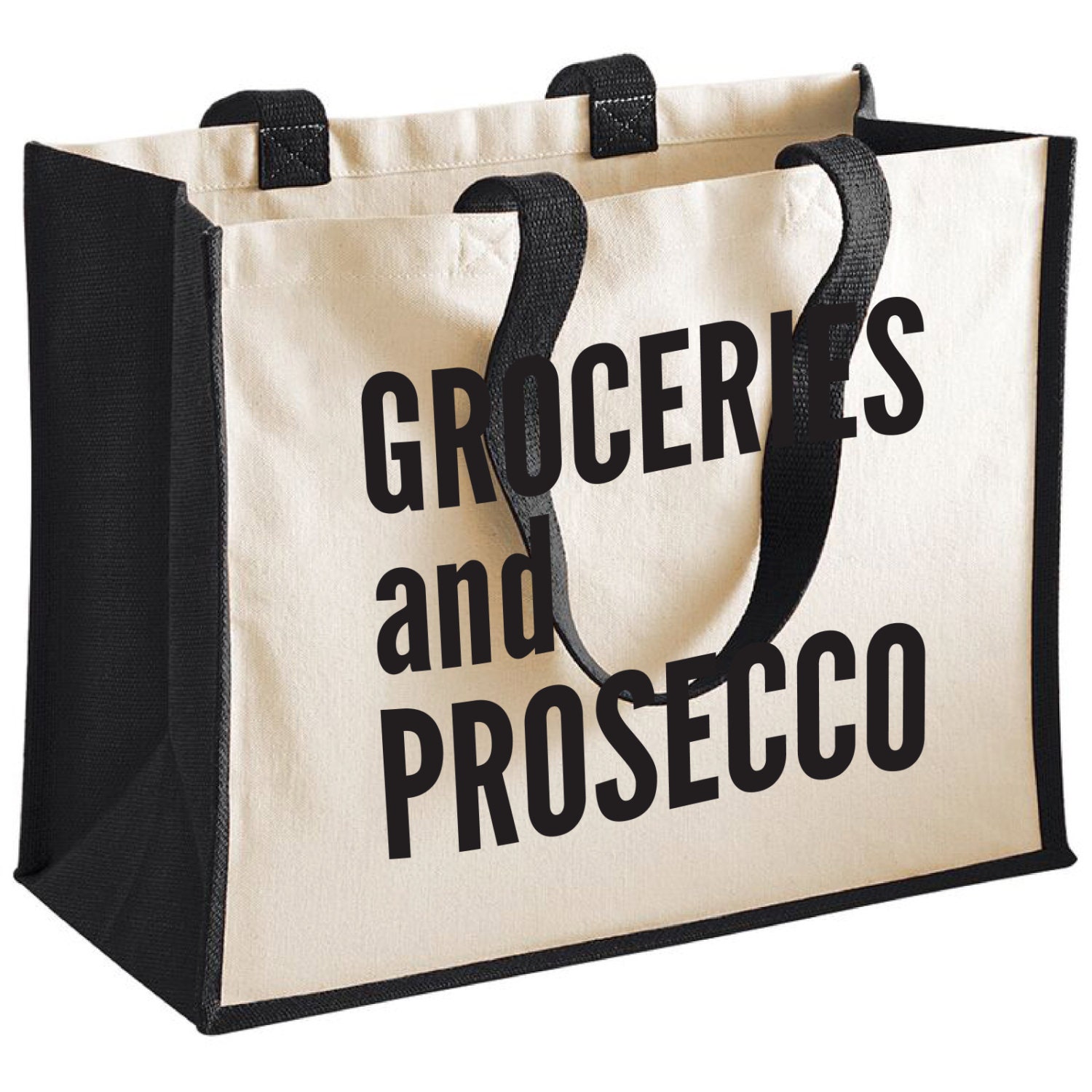 Groceries and Prosecco Cotton/canvas Jute Shopping Bag/tote - Etsy