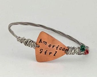 American Girl upcycled guitar string bangle