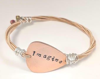 Imagine recycled guitar string bangle