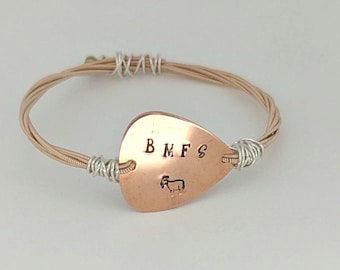 Billy Strings inspired bracelet/ jewelry.  BMFS goat recycled guitar string bangle.