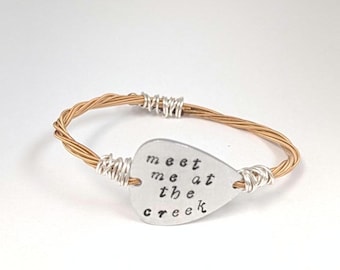 Meet me at the creek upcycled guitar string bangle Billy Strings inspired