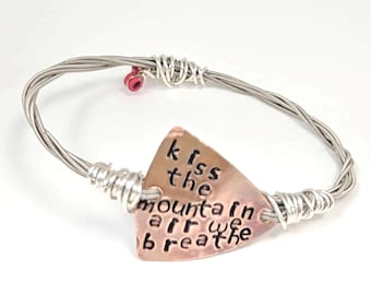Kiss the mountain air we breathe, Surprise Valley, recycled guitar string bangle Widespread Panic inspired