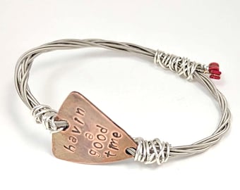 Having A Good Time upcycled guitar string bangle Widespread Panic Inspired