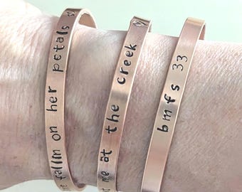 Hand Stamped Copper or Aluminum Cuff Bracelet: Billy Strings Lyric Inspired