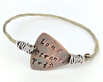 Long Strange Trip recycled guitar string bangle Truckin'
