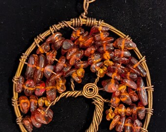 Tree of Life necklace with Amber