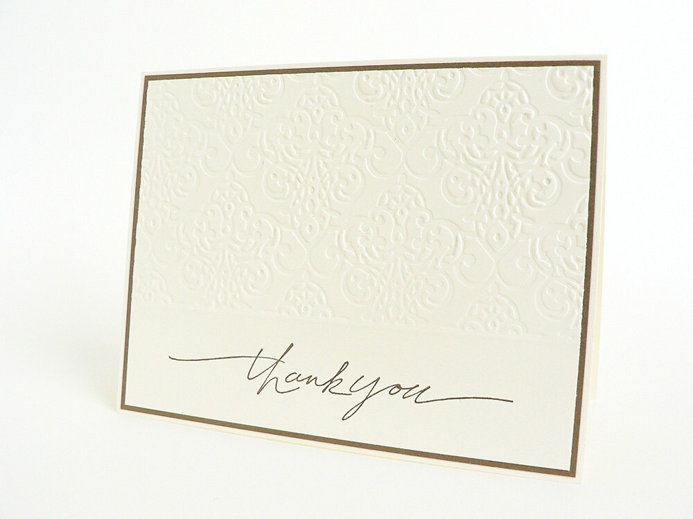 Handmade Embossed Thank You Card Elegant Embossed Card Etsy