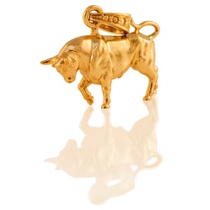 14k yellow gold Taurus Zodiac Pendant 3D sculpture