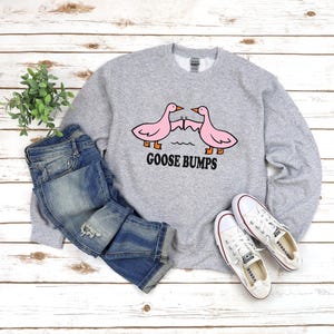 Embroidered Goose Bumps Sweatshirts, Goose Bumps Embroidery Crewneck, Funny Sweatshirts, Unisex Goose Embroidered, Animal Crewneck