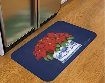 Kitchen Floor Mat, Bath Mat, Blue Christmas Decorations for Home