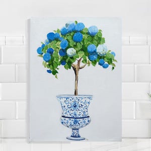 Blue Hydrangea Oil Painting: Floral Canvas Wall Decor, 12x16