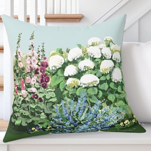 Hydrangea Pillow Floral Pillow Cover Summer Garden Pillow Decorative Pillow Hydrangea Pillow Cover Accent Pillow for Couch Throw Pillow