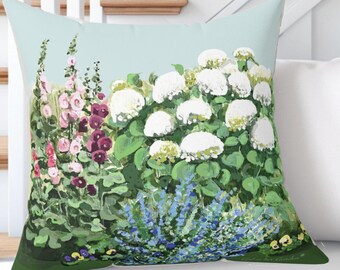 Hydrangea Floral Pillow Cover: Summer Garden Accent Pillow