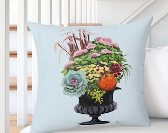 Höstblommig kudde, höstpresent till värdinna, höstdekor, höstdekorationer för hemmet, prydnadskudde för Thanksgiving, höstskördedekor