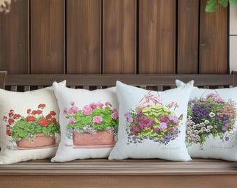 Floral Outdoor Pillow, Garden Patio Cushion, Porch Decor, Flower Cushions, Porch Bench Cushion, Floral Patio Cushions