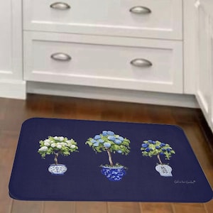 Floor Mat Bath Mat Bathroom Rug Non Slip Kitchen Floral Mat Blue Rug Home Decor Rug Anti Fatigue Cushion Mat Floral Rug Indoor Rug Floormat