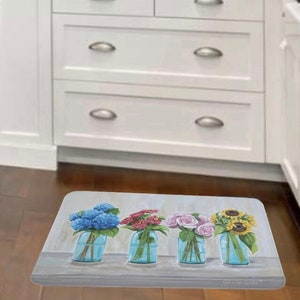 Floor Mat Kitchen Rug Memory Foam Cushion Mat Kitchen Mat for Floor  Bath Mat Farmhouse Kitchen Floral Anti Fatigue Mat Cushion Mat Rug