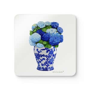Chinoiserie Hydrangea Coaster Set: Blue & White Floral Decor