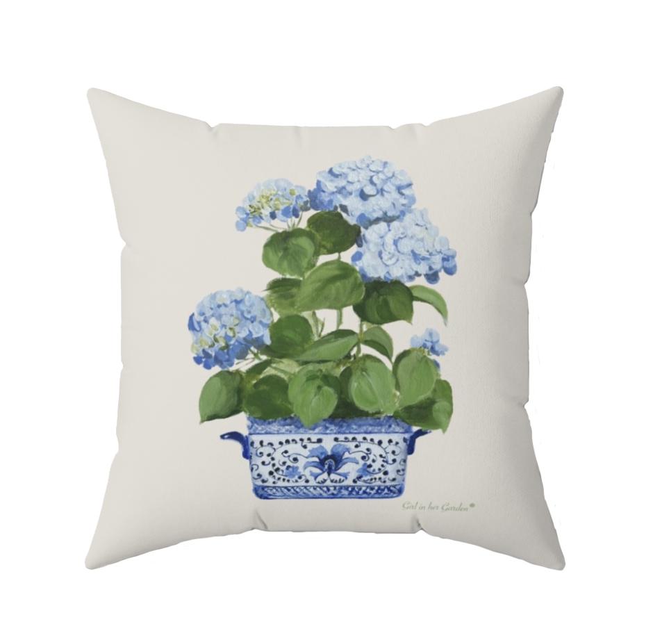 PANDICORN Blaue Hortensien-Kissenbezug 30,5 X 50,8 Cm – Frühlingsdeko Für Sofa, Garten & Bauernhaus-Stil
