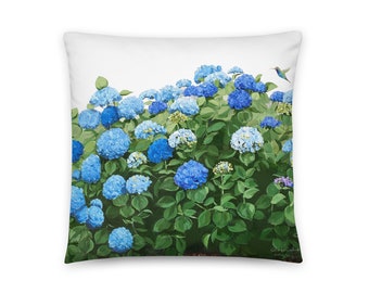 Hydrangea Pillow~Floral Pillow~Throw Pillow~Blue Hydrangea Gift~Throw Pillows for Couch, Bed