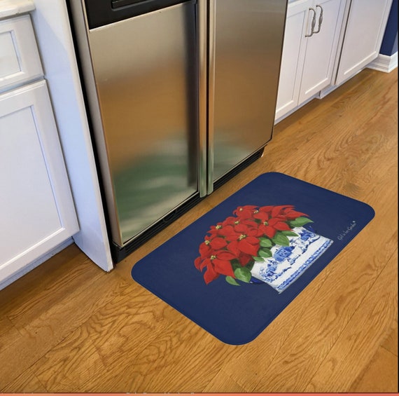 Kitchen Floor Mat, Bath Mat, Blue Christmas Decorations for Home