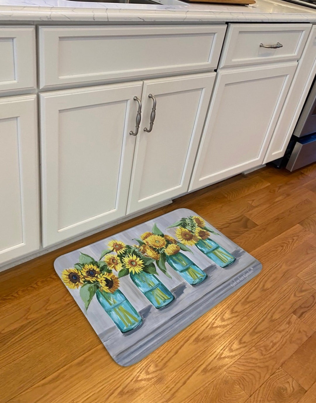 Floor Mat, Cushion Mat, Farmhouse Kitchen, Sunflowers Anti Fatigue
