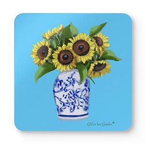 Sunflower COASTER SET Living Room Decor Sunflower Coasters Gift Idea Ceramic Coaster Set Preppy Home Decor Gift Hand Painted Drink Coaster