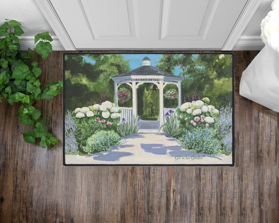 Floral Gazebo Garden Mat: Colorful Indoor/outdoor Rug - Etsy