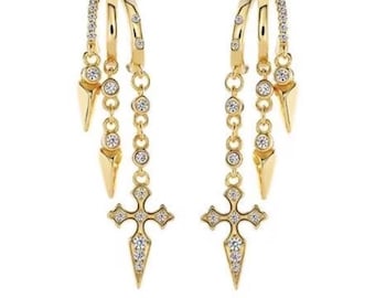 Triple Stacked Gold Illusion Earrings