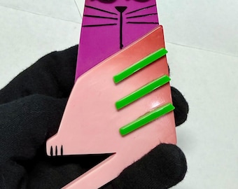 Authentic Pavone Large Statement Nono Cat brooch handmade in France