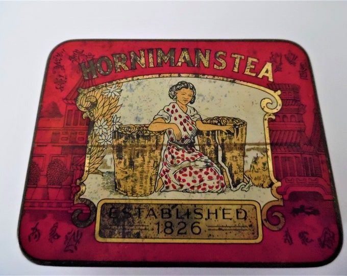 Vintage Tea Caddytin With a Souvenir Caddy Spoon. Hornimans Tea Caddy