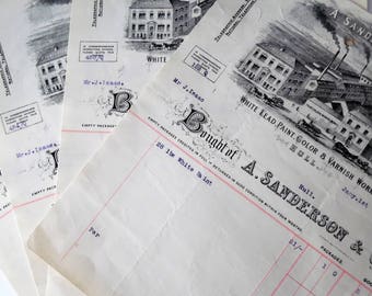 Antique Paper invoices. Paper Ephemera. Antique paper.