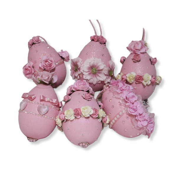 Pink egg-shaped balls Christmas tree decorations, Easter, home decorations, decorated eggs, gift idea