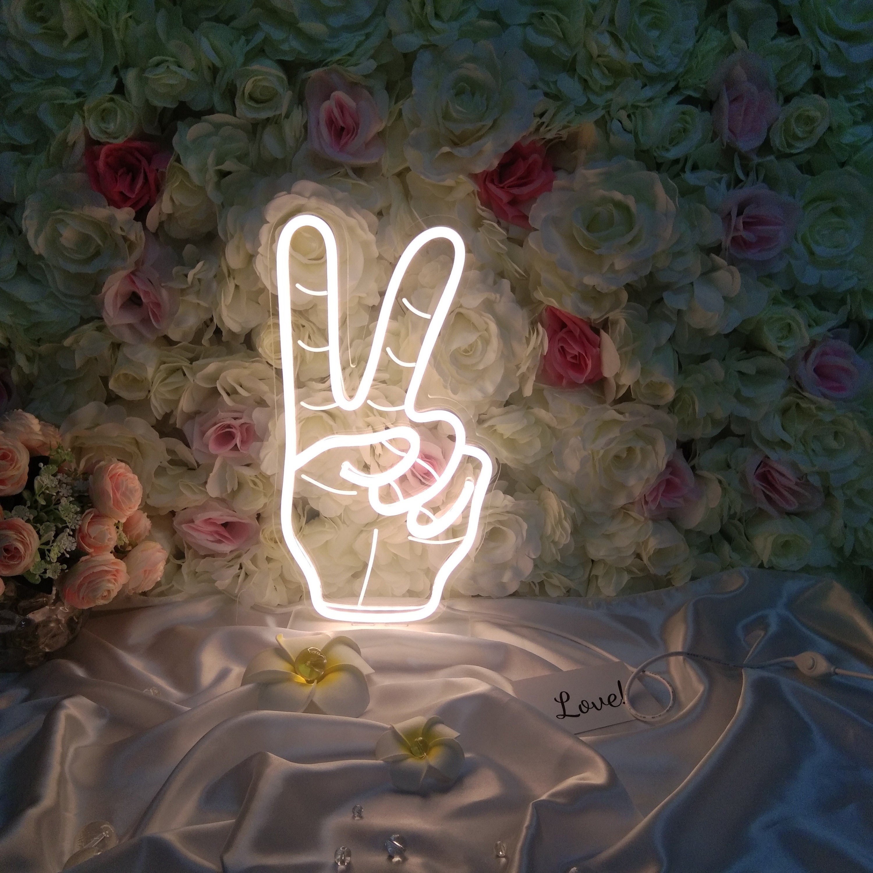 Peace sign neon light best sale