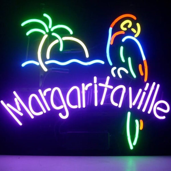 Jimmy Buffett Margaritaville Paradise Parrot Beer Neon,pub signs,bar signs,cocktail neon,custom neon bar signs,tin beer signs,vintage neon