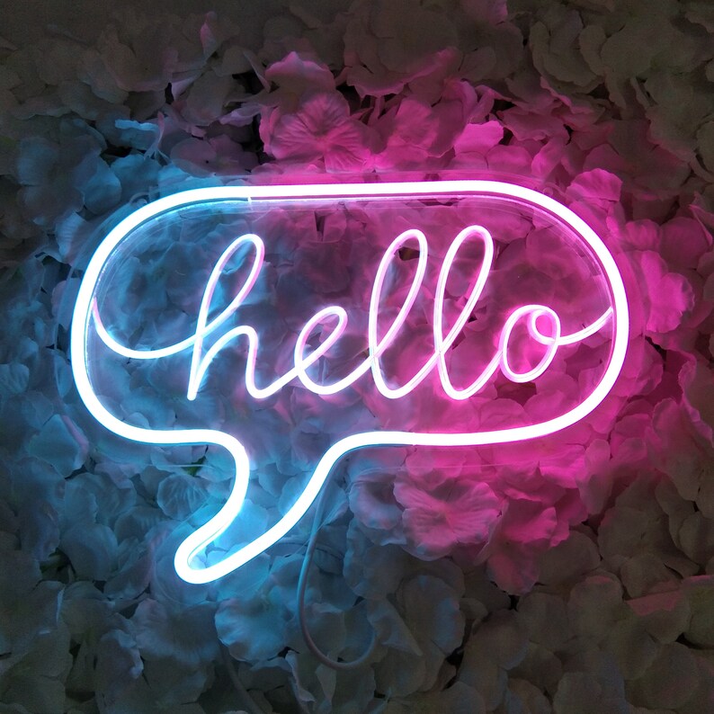 Hola LED Neón Luz de letrero USB 5V Decoración personalizada - Etsy España