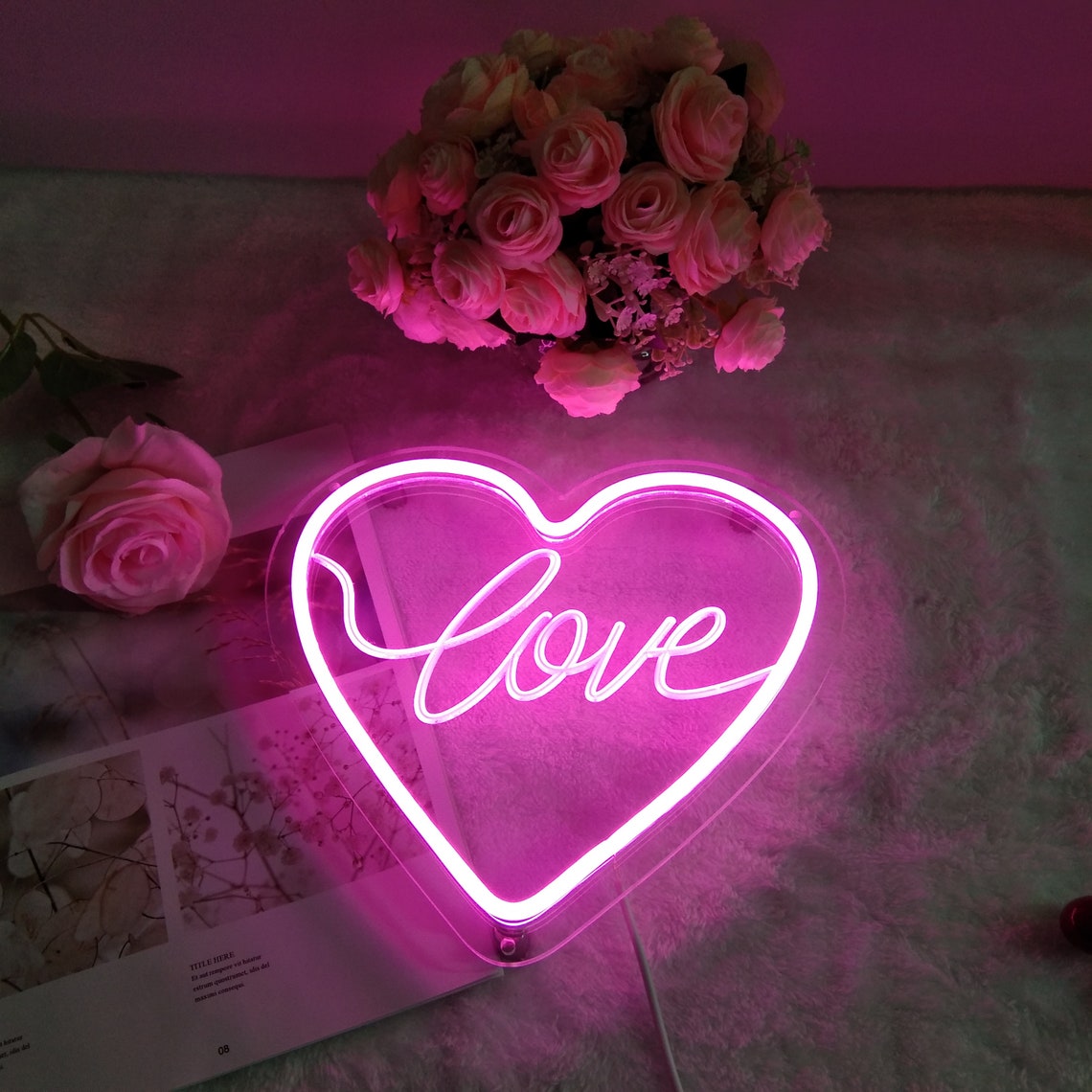 Love Heart 5V USB LED Neon Sign Lightsbedroom Wall Artliving | Etsy