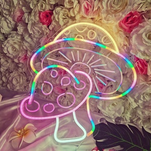 Rainbow Color Mushroom 5V USB LED Neon,Mushroom Decor,Mushroom Light,Bedroom Neon Sign,Home Neon Sign,Customize Wall Flex LED Neon Signs image 4