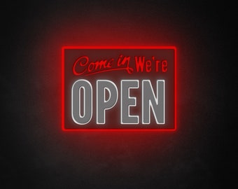 We Are Open Neon-Like Sign,Edge-lit Sign,Led Signs,Open Sign,Shop Open Sign,Store Open Sign,Hanging Open Sign,Shop Store Decor,Sign for Biz