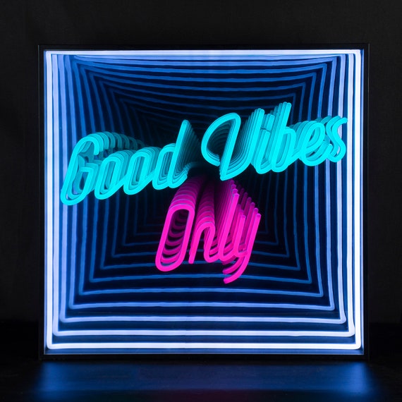 Good Vibes Only 3d Infinity Led Neon Creative Home Nederland - Good Vibes Only Neon Sign Wallpaper