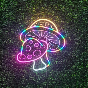 Rainbow Color Mushroom 5V USB LED Neon,Mushroom Decor,Mushroom Light,Bedroom Neon Sign,Home Neon Sign,Customize Wall Flex LED Neon Signs image 3