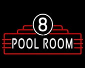 8 Pool Room Neon Sign,beer neon signs,pub signs,neon bar signs,cocktail neon,custom neon bar signs,tin beer signs,vintage neon