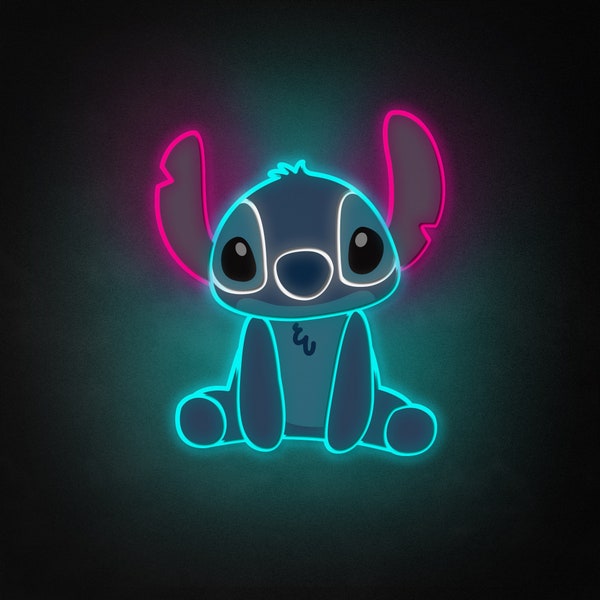 Stitc Cartoon Character Neon-Like Sign,LED Neon Light,Gifts for Kids,Stitch Wall Art,Cute Night Light,Cartoon Wall Decor,Kids Room Light