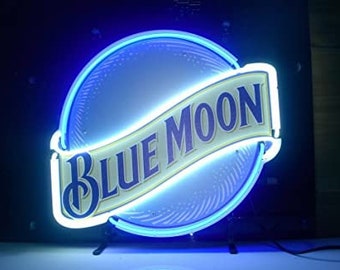 Blue Moon Beer Neon Sign,beer neon signs,pub signs,neon bar signs,cocktail neon,custom neon bar signs,tin beer signs,vintage neon