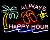 Always Happy Hour Neon Sign,beer neon signs,pub signs,neon bar signs,cocktail neon,custom neon bar signs,tin beer signs,vintage neon