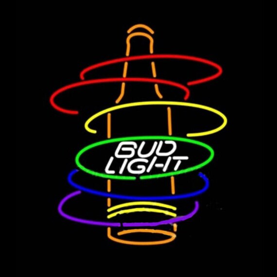 Bud Light Rainbow Bottle Neon Signbeer Neon Signspub - Etsy