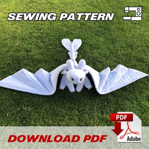 Huge Light Fury Plush PDF Sewing Pattern Digital Download