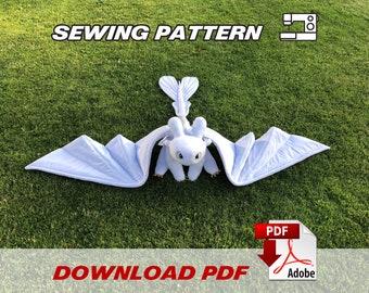 Huge Light Fury Plush PDF Sewing Pattern Digital Download